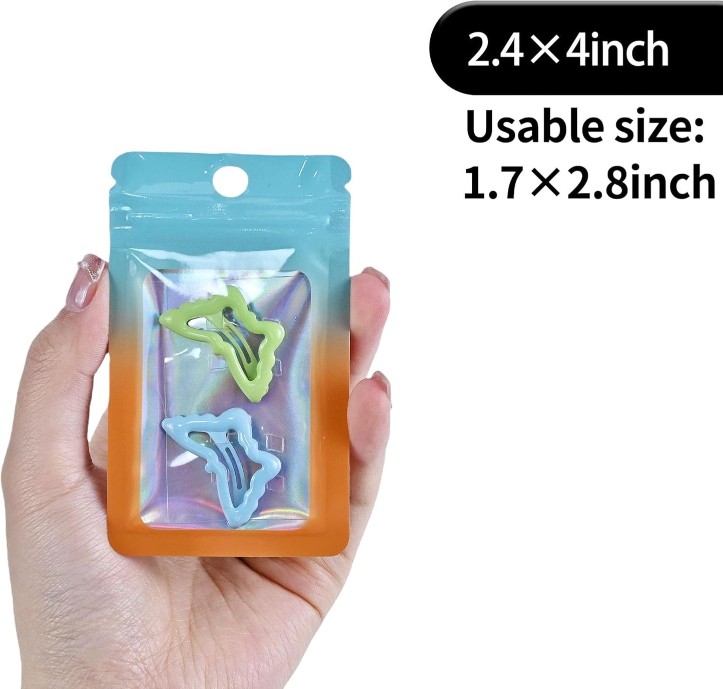 Resealable Mylar Pouch Bag Great for Office Home Party Favor Food Storage (100PCS, Blue and Orange Color, 2.4 x 4 inch)