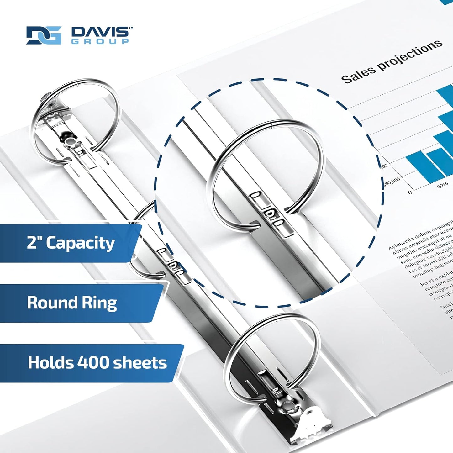 Premium Economy 6-Pack 3-Ring Binders for School or Office, Round-Ring Binders, 2 Inch, White