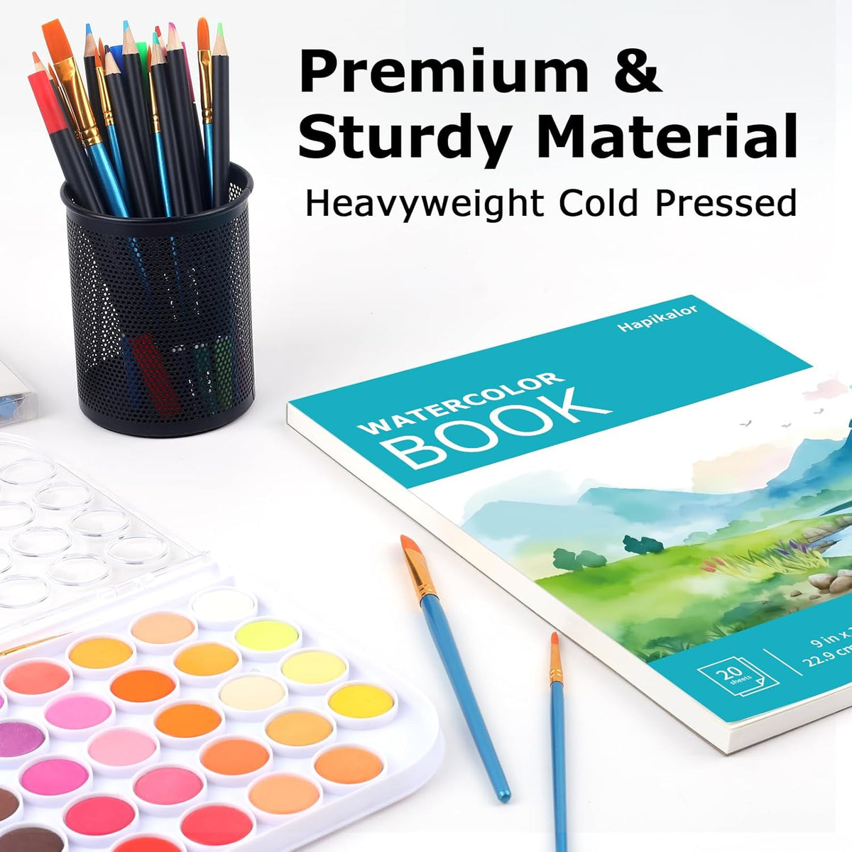 Hapikalor 11"x14" Watercolor Paper Pad, 1-Pack, 140lb/300gsm Artist Painting Drawing Paper Book, Art Supplies for Adults Kids, Watercolors, Watercolor Paint Set, Sketchbook, Journal, Teal