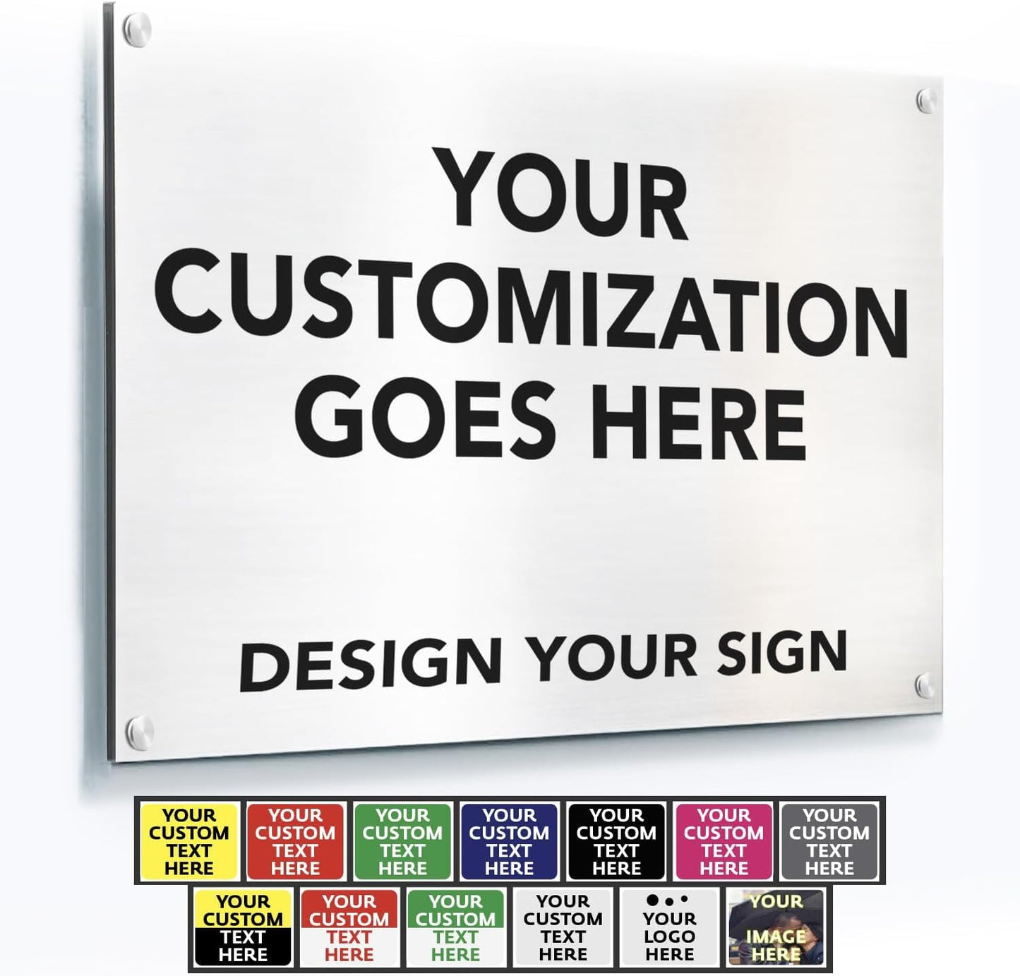 Custom Metal Business Signs, Personalized Aluminum Outdoor Signs, White Aluminum (White, 7x7 In)