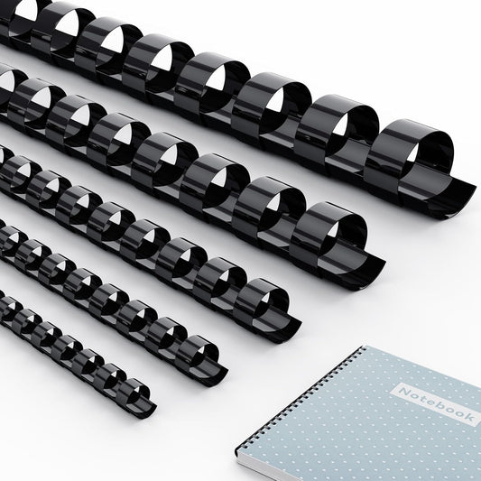 MAKEASY 100 Pack 19-Ring Letter Size Comb Binding Spines for LTR, Plastic Binding Combs, 3/8 Inch Diameter, 60 Sheet Capacity, Black Binding Combs