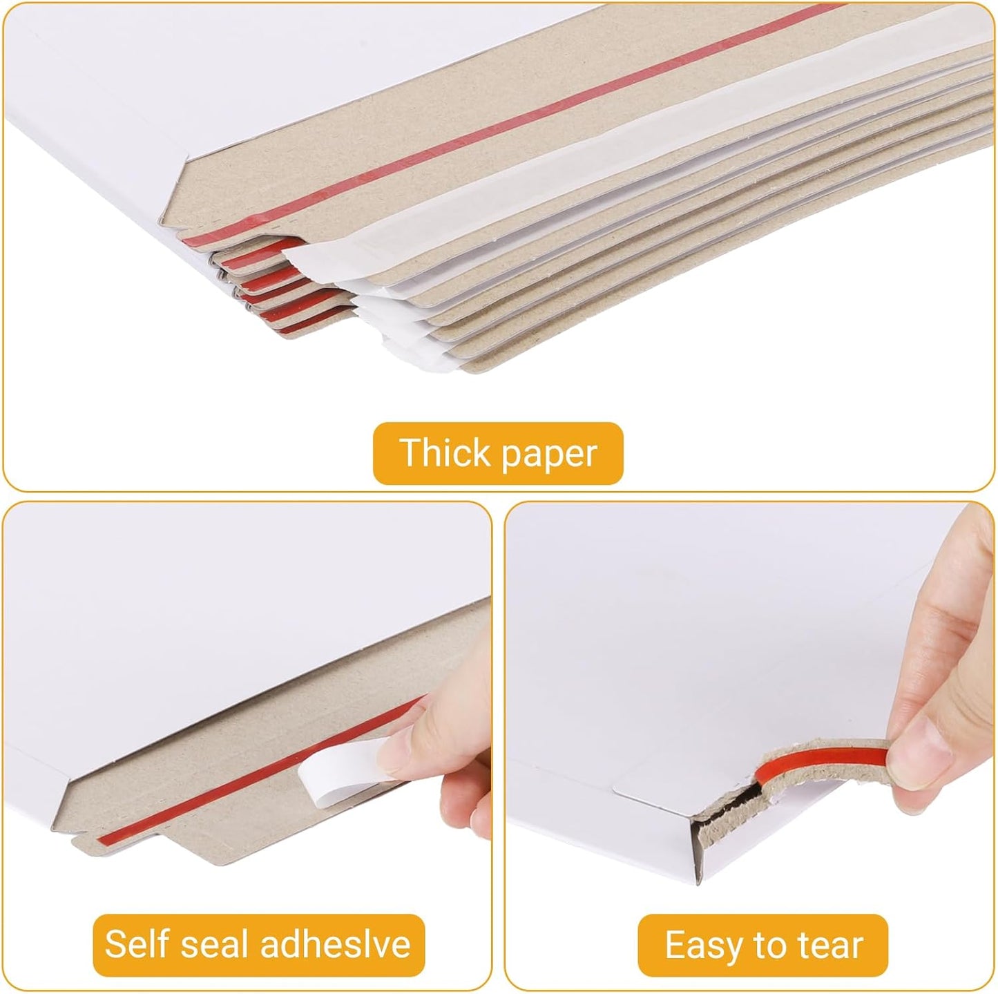 25 Pack 13x18 inch Large Rigid Mailer Self Seal Photo Document Mailers, Stay Flat White Cardboard Envelopes White Photography Mailers for CD, Photos, Document