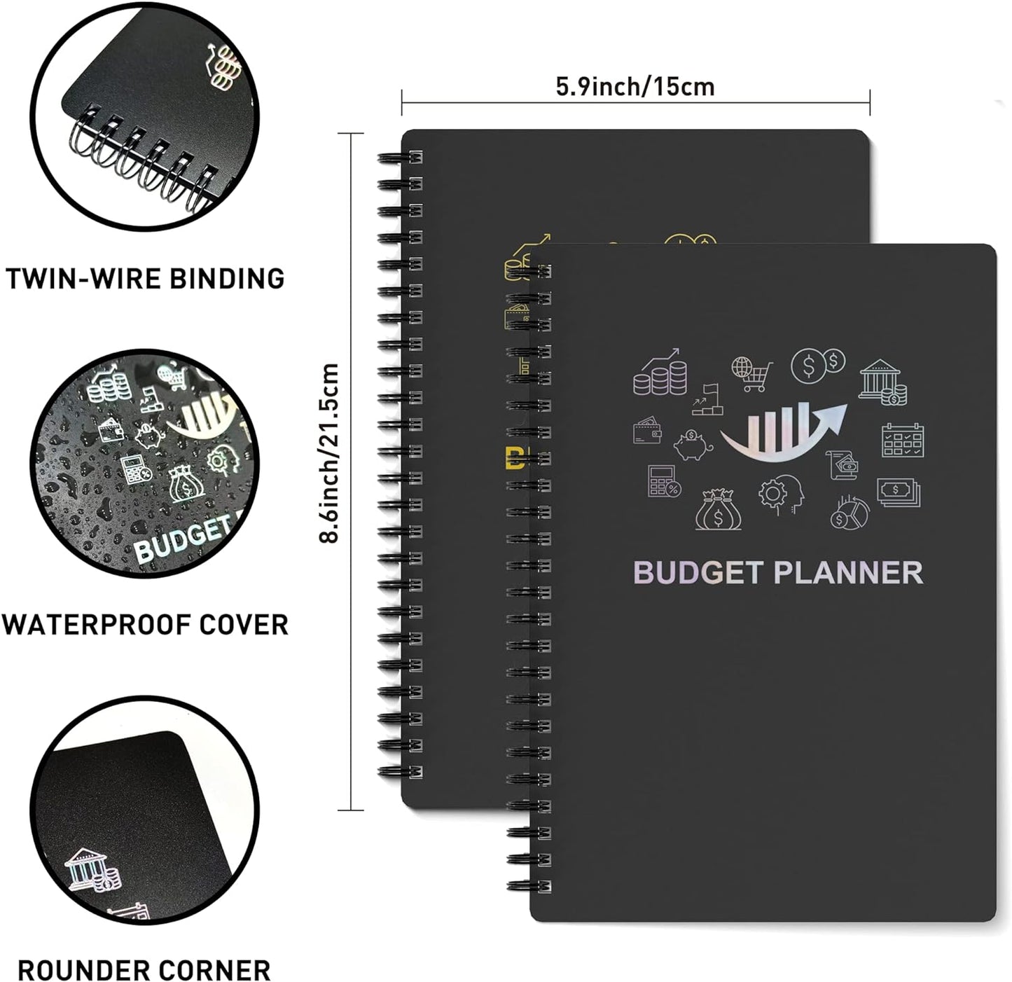 Budget Planner - Monthly Finance Organizer with Expense Tracker Notebook to Manage Your Money Effectively, Undated Finance Planner/Account Book, Start Anytimem,A5(8.6x5.9 inchs),100gsm Paper - Silvery