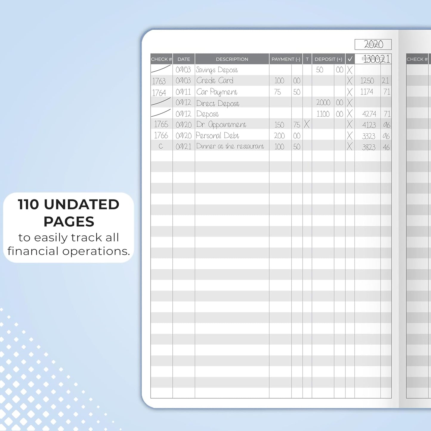 Clever Fox Check Register Book - Deluxe Transaction Register, Accounting Ledger Book, Checkbook Register & Checking Account Register Book for Personal and Work Use, A5 Hardcover - Smoke Blue