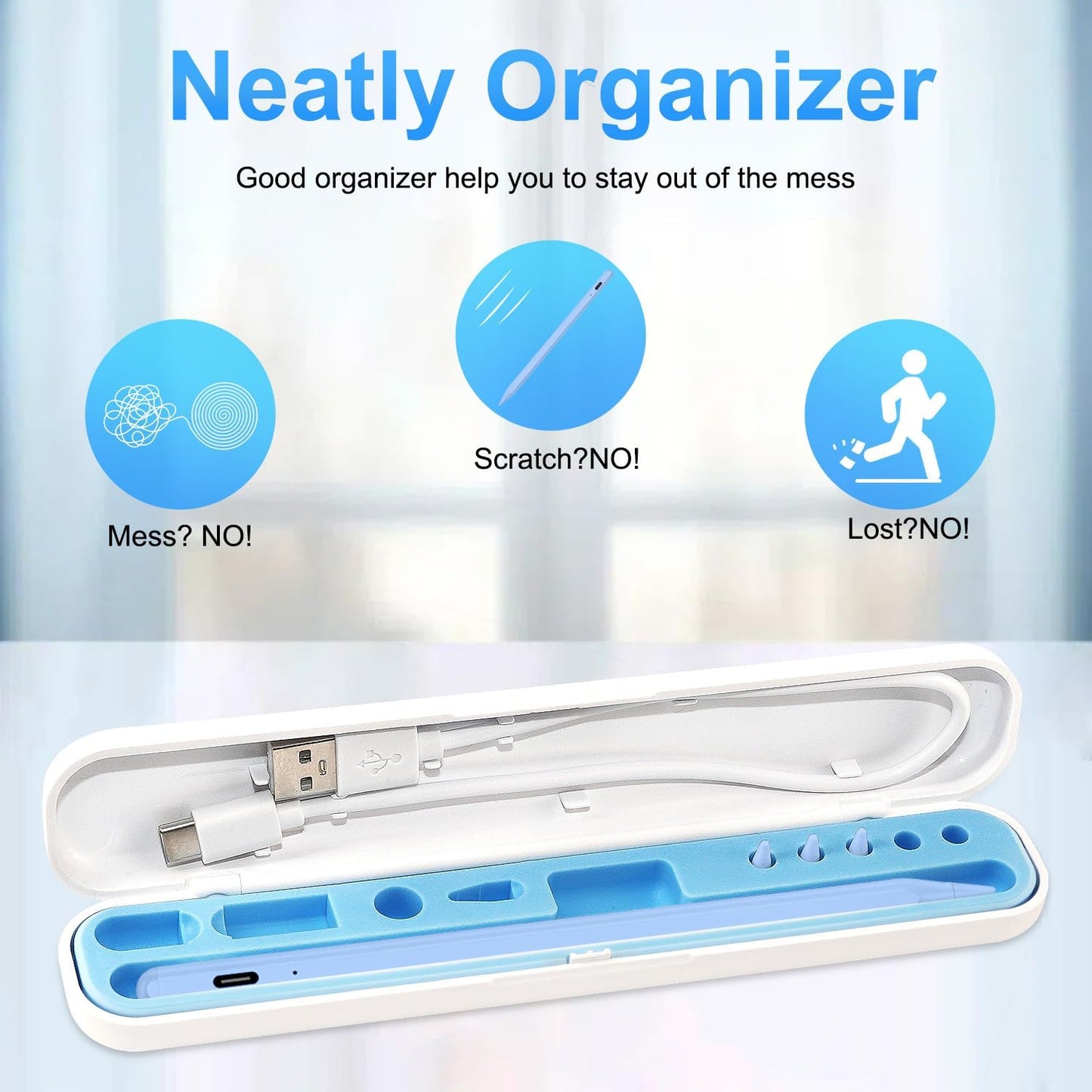 Stylus Pen for iPad Apple: Fast Charge for Pencil Apple Pen with Palm Rejection Tilt Sensitivity - Pen for iPad 10/9/8/7/6, iPad Pro 12.9"/11"/13" M4, iPad-mini 6/5, iPad-Air 5/4/3/M2 Blue