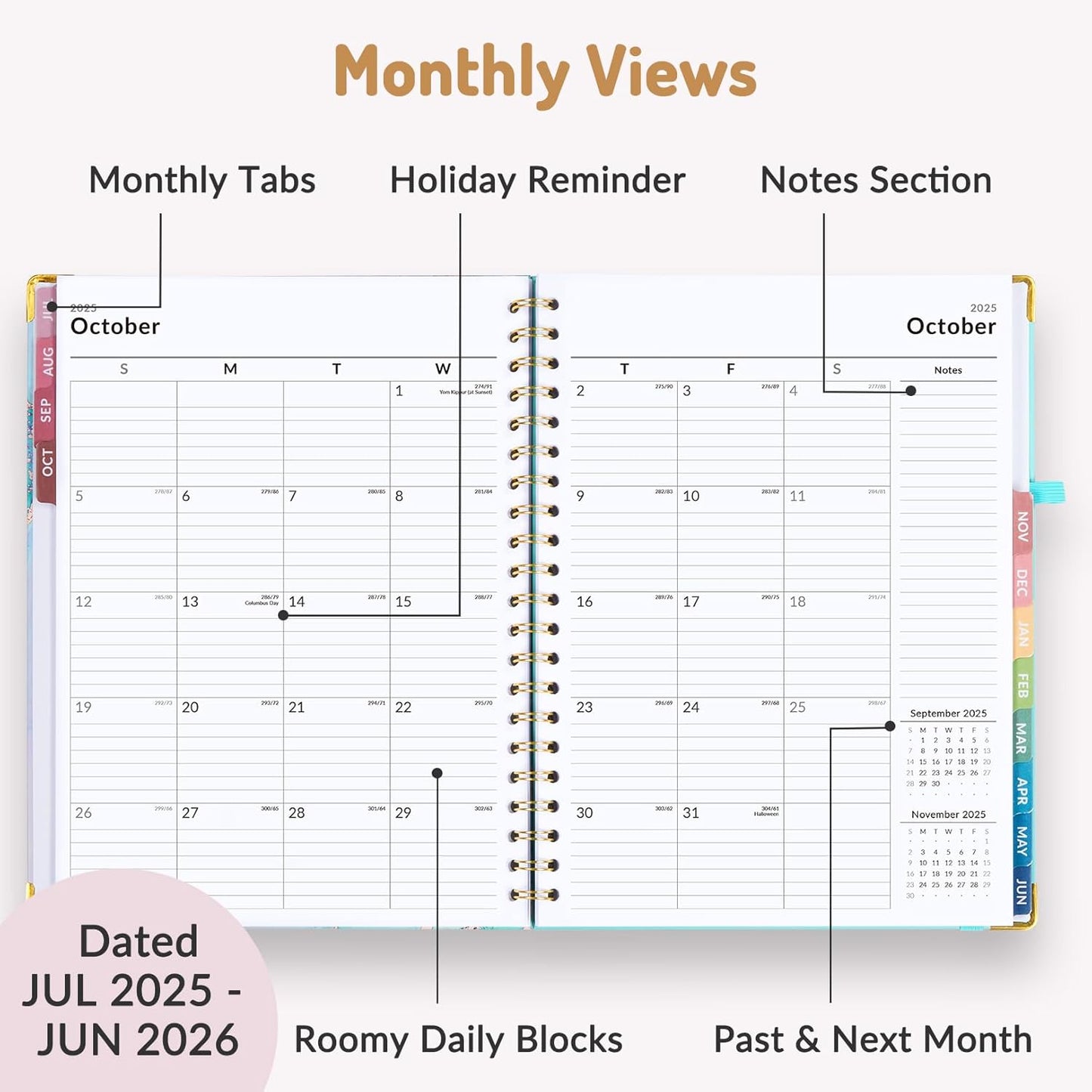 Forvencer Planner 2025-2026 for Women, Academic Year Monthly and Weekly Calendar Planner, July 2025 - Jun 2026, Hardcover Student Teacher Planners Agenda Book with Tabs, 8.5" x 11",Purple