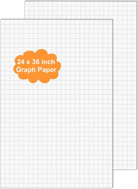 (2-Pack) Graph Paper Pad - 36" x 24" Large Graph Paper, 60 Sheets/120 Pages, 4"x4" Ruled Grid Paper for Engineer Architect Designer Mathematician Draftsmen Sketch House Commercial