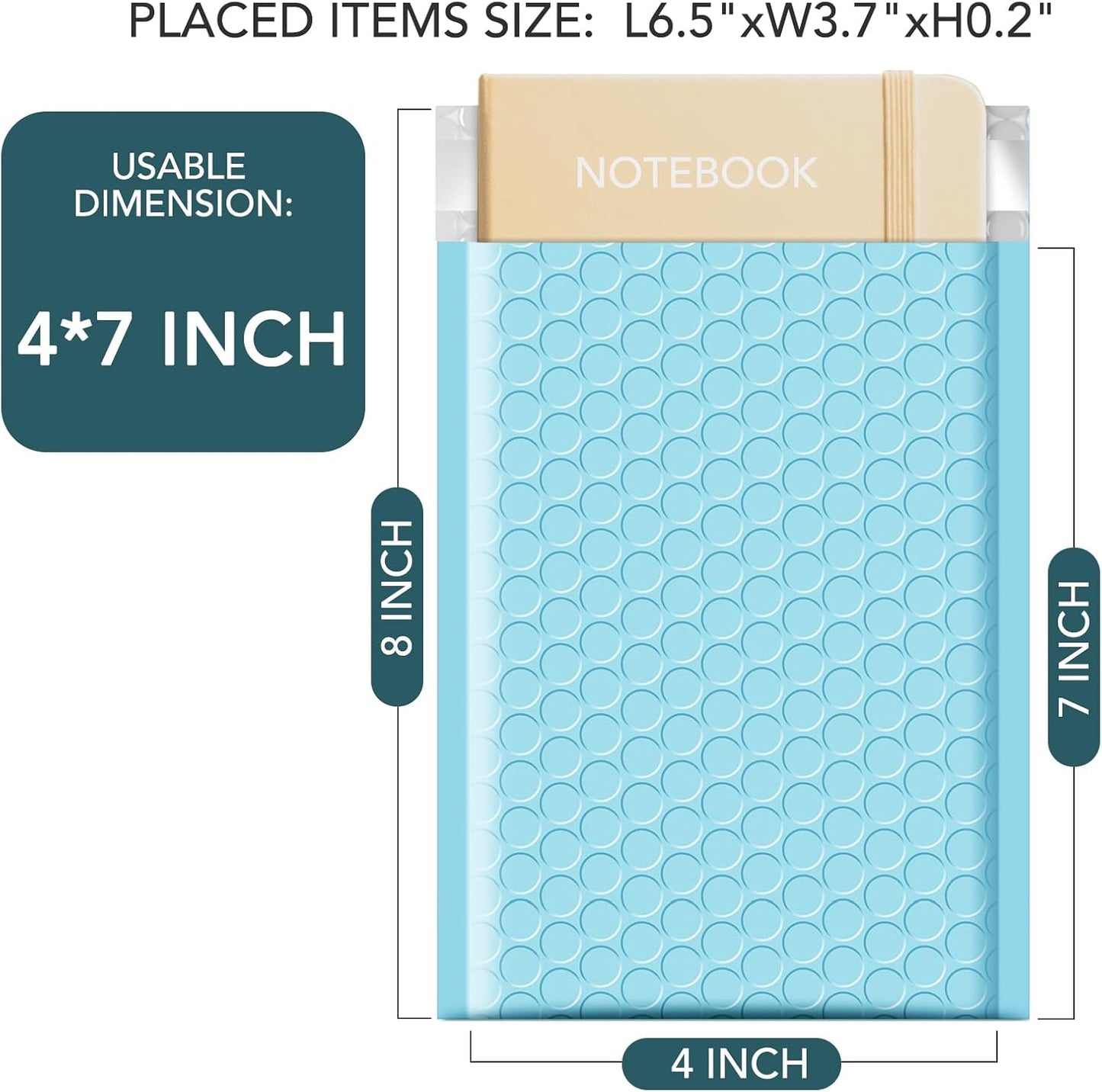 Metronic Bubble Mailers 4x8 Inch 800 Pack Usable Size 4x7" Light Blue Bubble Envelopes Waterproof Padded Mailing Envelopes for Shipping Jewelry Makeups