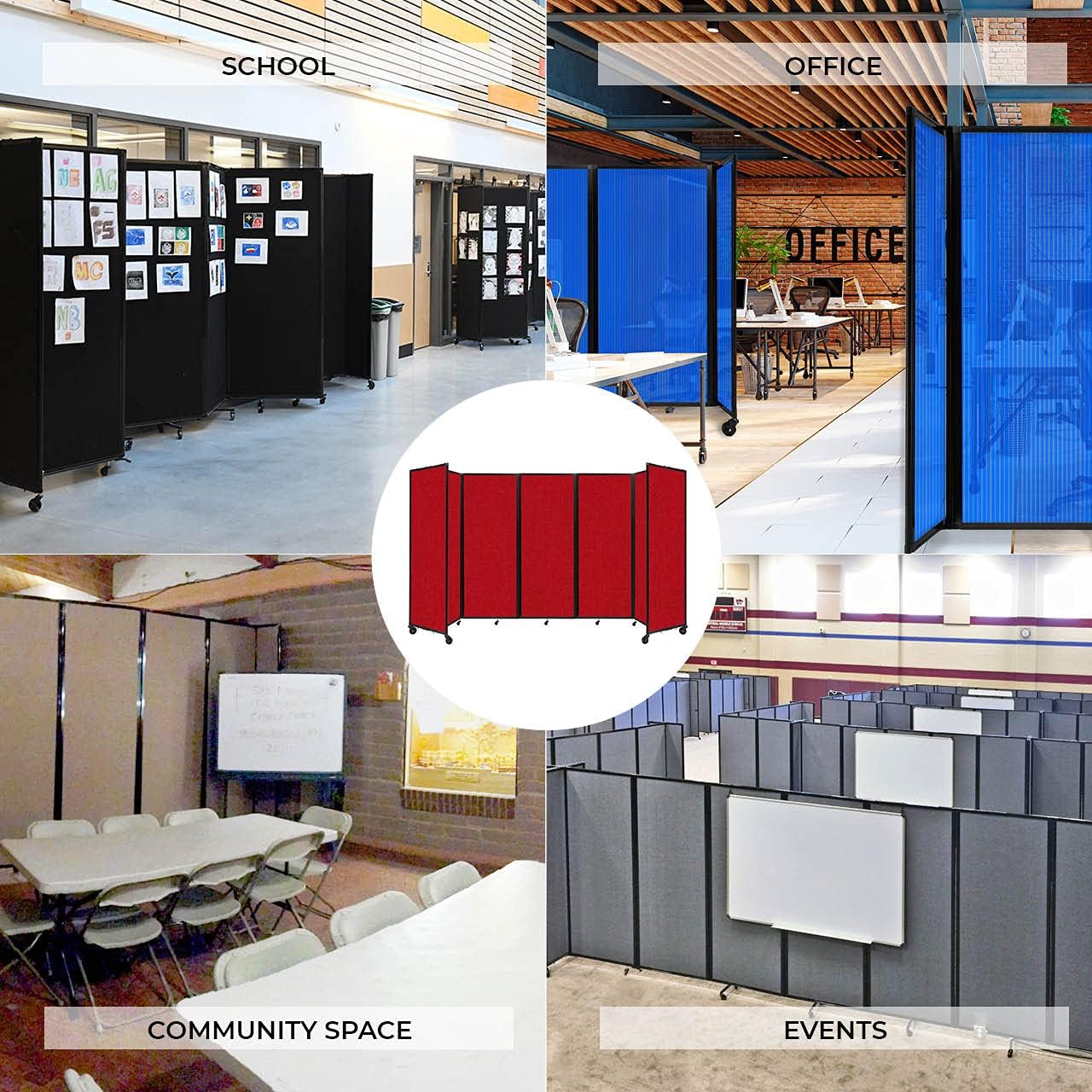 Versare Room Divider 360 Portable Wall Partition | Folding Panels | Large Freestanding Divider | Locking Wheels | Temporary Room Separator | 25' x 7'6'', Mocha