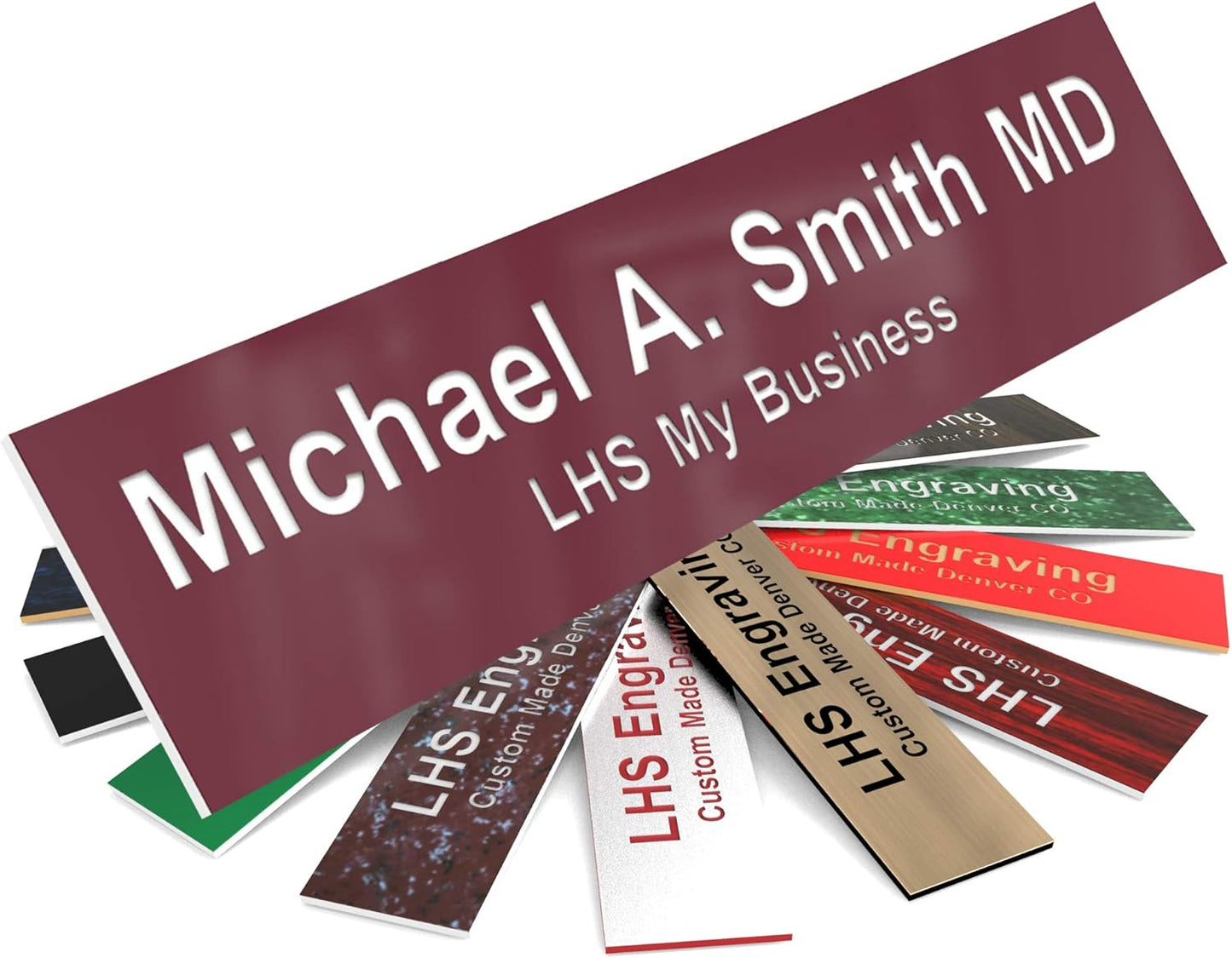 Engraved Custom Door Plate Burgundy Plastic Office Door Sign with White Letters - Made in USA 2x6 B26