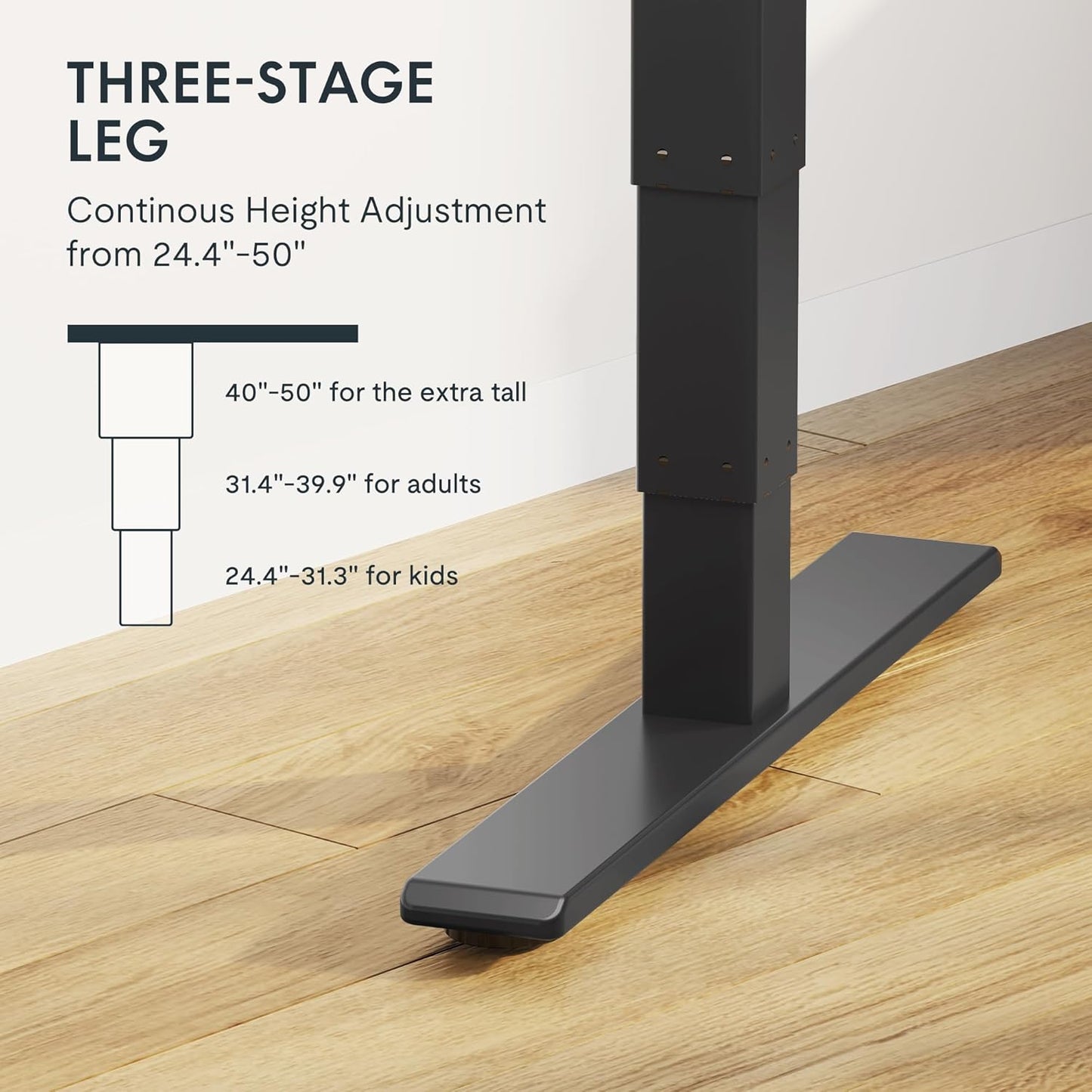 FLEXISPOT E6 MAX Dual Motor 3 Stages Standing Desk 55x28 Inch Whole-Piece Board Electric Height Adjustable Stand Up Desk 150KG Load Capacity(Black Frame + Black Desktop)