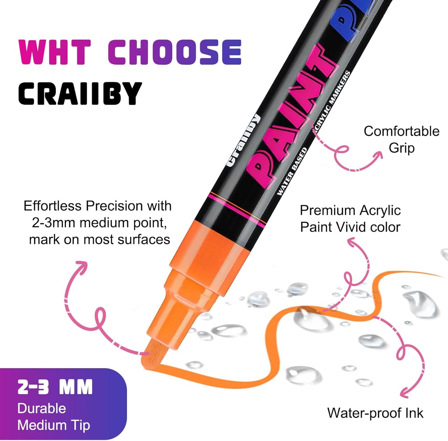 Purple Paint Pens Paint Markers - 12 Pack Permanent Quick Dry Waterproof Marker Pens for Rocks Wood Fabric Plastic Canvas Glass Mugs Metal Tire Stone