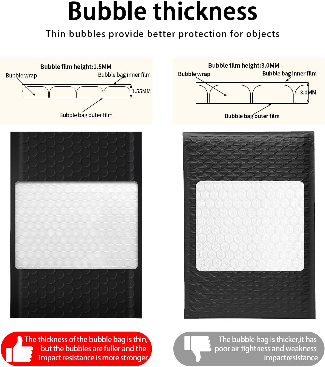packbabol Bubble Mailers, 6x9 Inch Poly Padded Bubble Mailers Pack of 100 Bubble Envelopes Opaque Self Seal Adhesive Waterproof Bags for Shipping and Packaging(Black,6x9-100Pc)