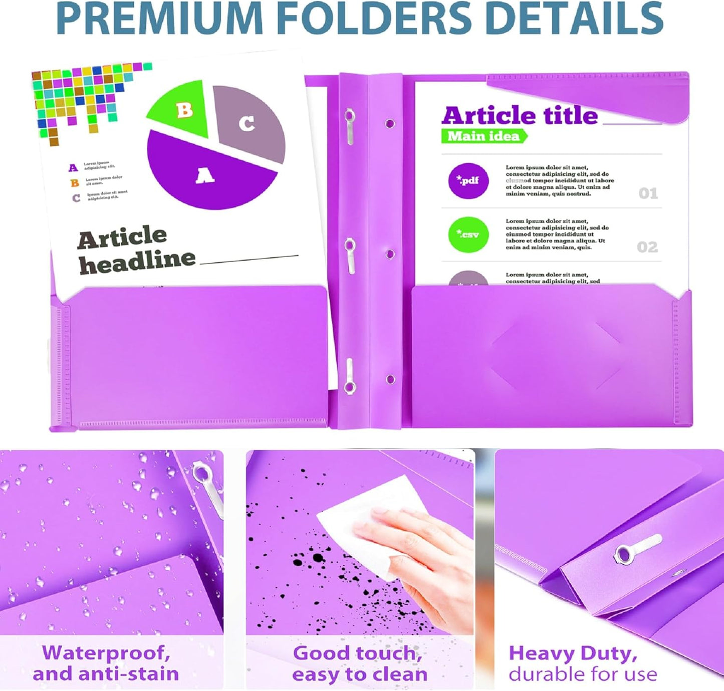 16 Packs Heavy Duty 3 Pockets Folders with Prongs, Plastic Folders with Clear Front Pocket, for Letter Size Paper, Assorted Colors/Card Slot for Class Office Home