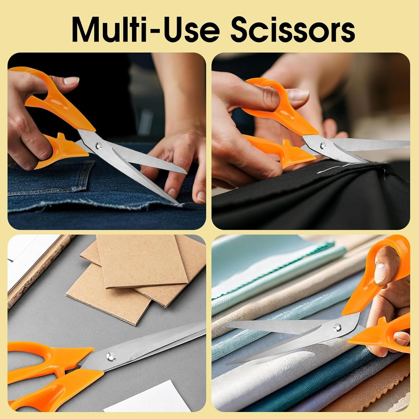 All Purpose Scissors,Heavy Duty Sharp Scissors for Office, Home, School, and Crafts, with Stainless Steel Blades and Comfort Grip Handle