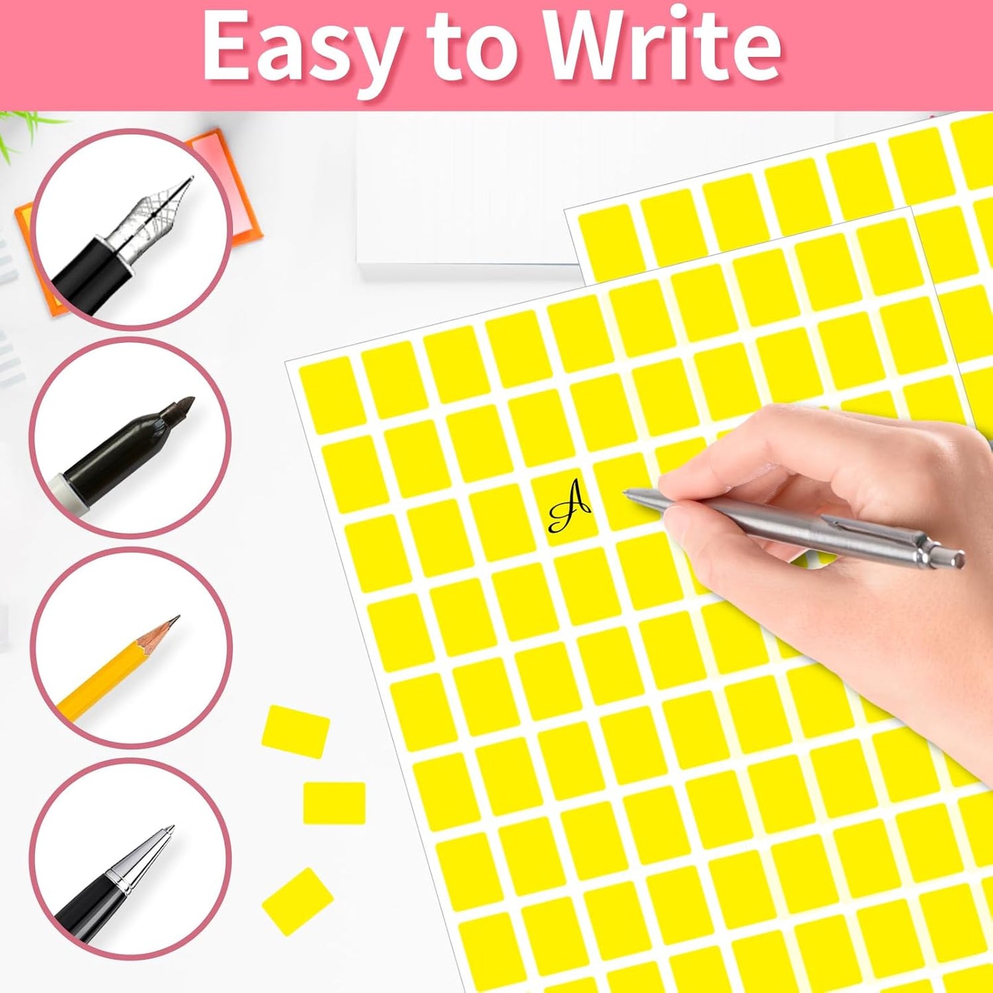 Starboling Color Coding Labels,3000 PCS 1/2" x 3/4" Yellow Rectangular Colored Labels Stickers,for Garage Sale,Price Tags,File Folder Tabs,and Classroom Organization