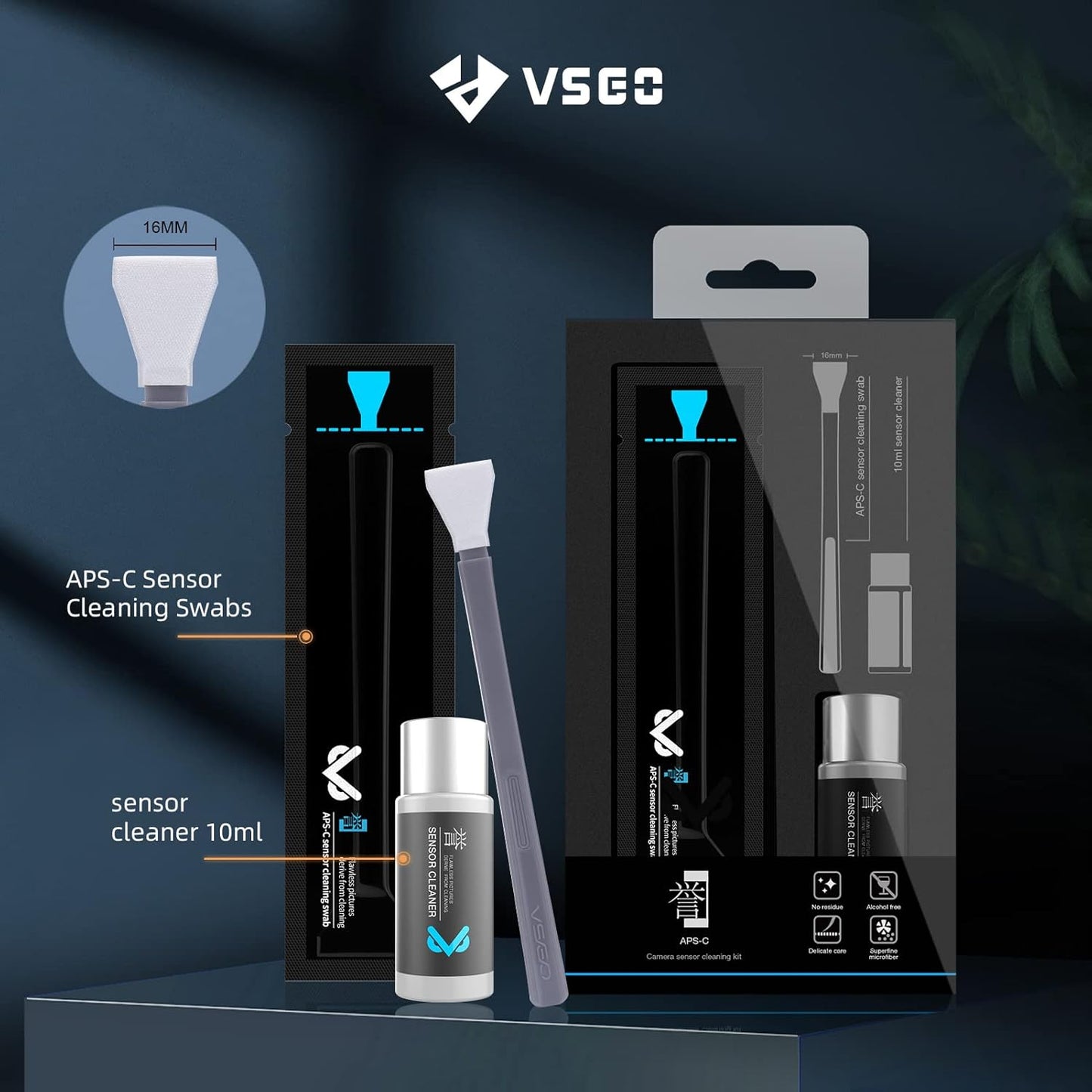 VSGO VS-S02-E APS-C Digital Camera Sensor Cleaning Kit Clean Swab × 10 with Sensor Cleaner Solution for Nikon Canon DSLR Cleaning