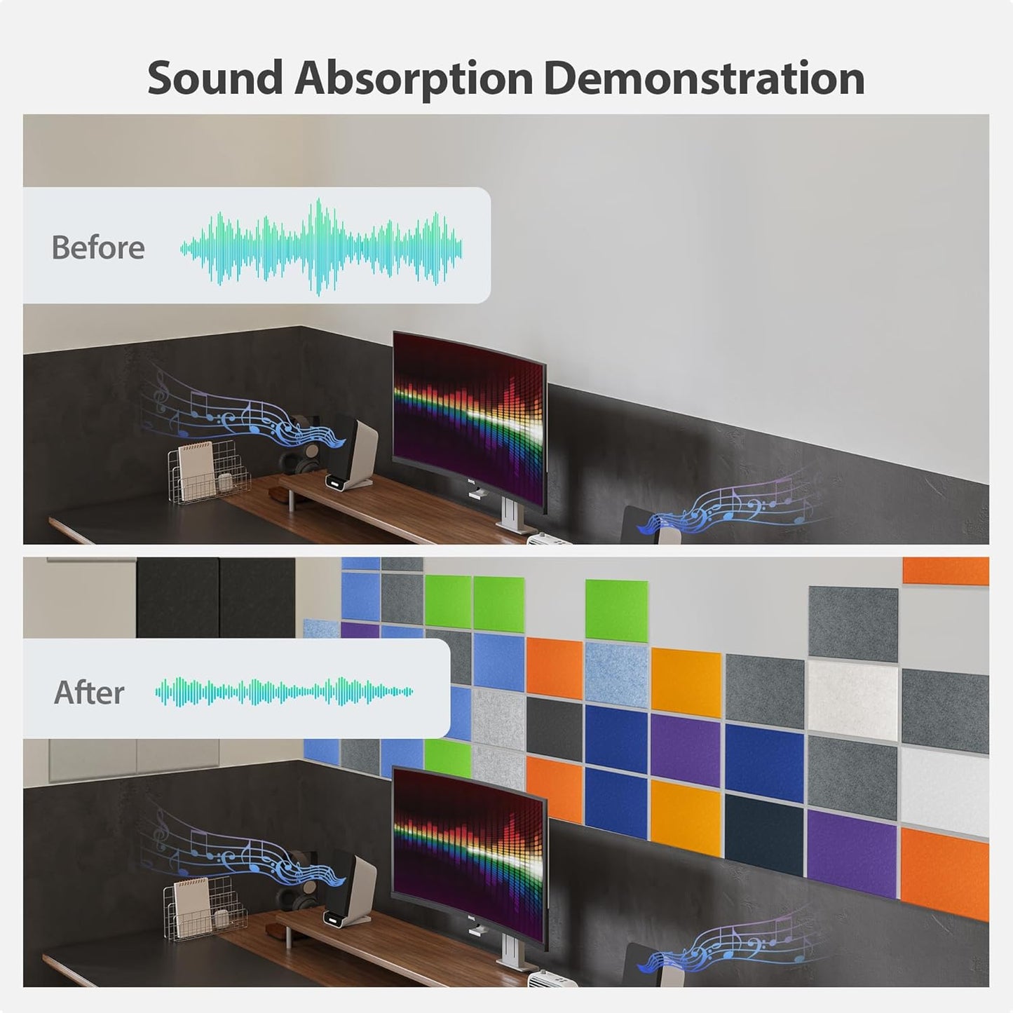 12 Pack Acoustic Panels Self Adhesive Sound Proof Foam, High Density Sound Acoustic Panel, 16X12X0.4 Inch 4:3 Rectangle Panels in Home, Office, Reccording Room, Studio,and more(Orange)