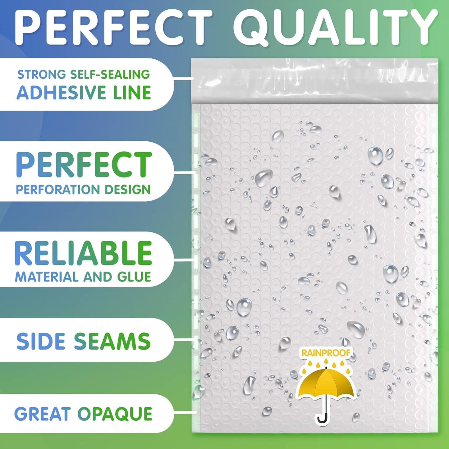 White Poly Bubble Mailers Self Seal, 8.5 x 11 Inch. Pack of 200 Bubble Packaging Envelopes for Shipping. Durable Padded Envelopes Waterproof. Self Seal Padded Mailers. Shipping Packages