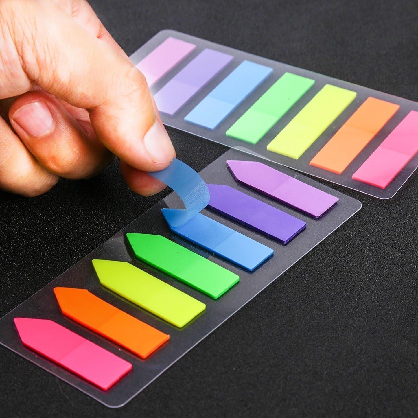 4 Sets Sticky Tabs, Neon Book Tabs, Colored Flag Page Tabs Self Adhesive for Annotating Books, Page Markers, Fluorescent File Index Tabs for Notebooks, Removes Cleanly, 640pcs