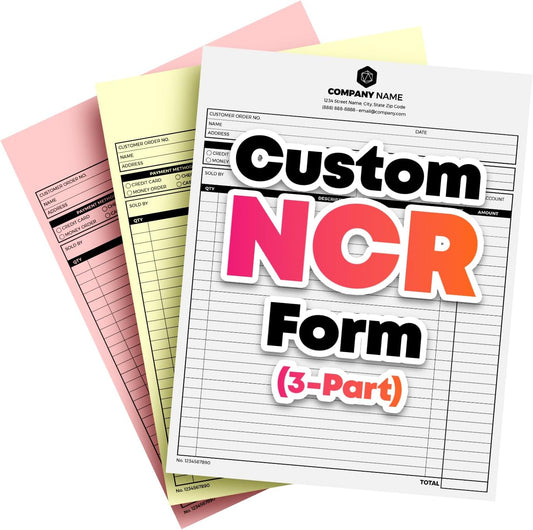Custom Print 8.5" x 11" Carbonless NCR Forms for Printing Business and Company Invoices, Receipts, Work Orders, Sales Orders, Purchase Orders, Estimates and Quotes - Loose Sheets (3-Part, 250)