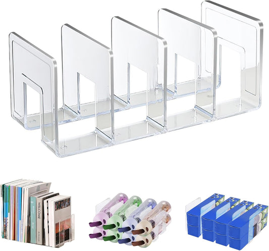 Marte Vanci Clear Acrylic File Sorter, Acrylic Purse Organizer, Sturdy Desk Magazine Holder Handbag Organizer Clutch Divider for Letter Office Supplies 4 Sections