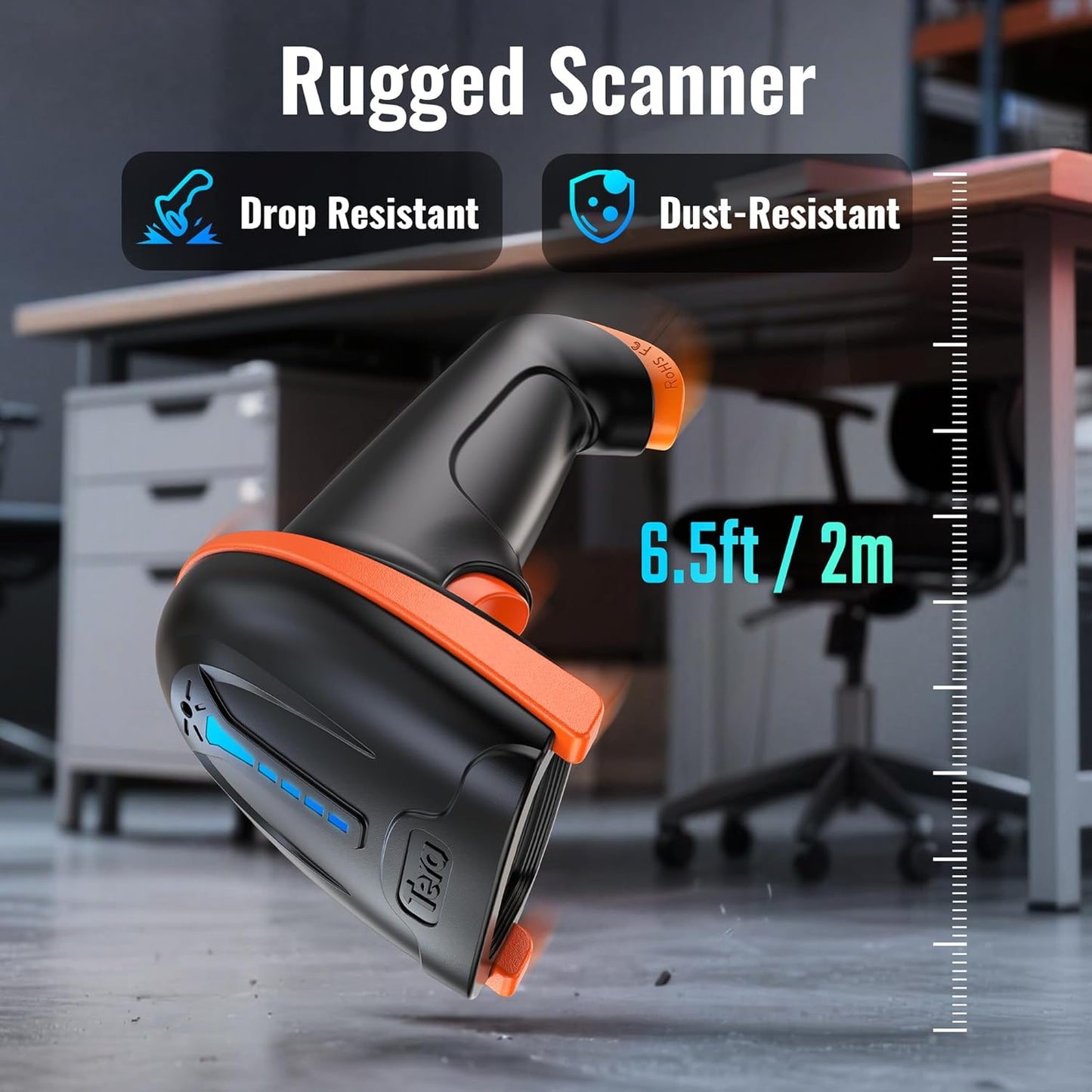 Tera Barcode Scanner Wireless 1D Laser Cordless Barcode Reader with Battery Level Indicator, Versatile 2 in 1 2.4Ghz Wireless and USB 2.0 Wired