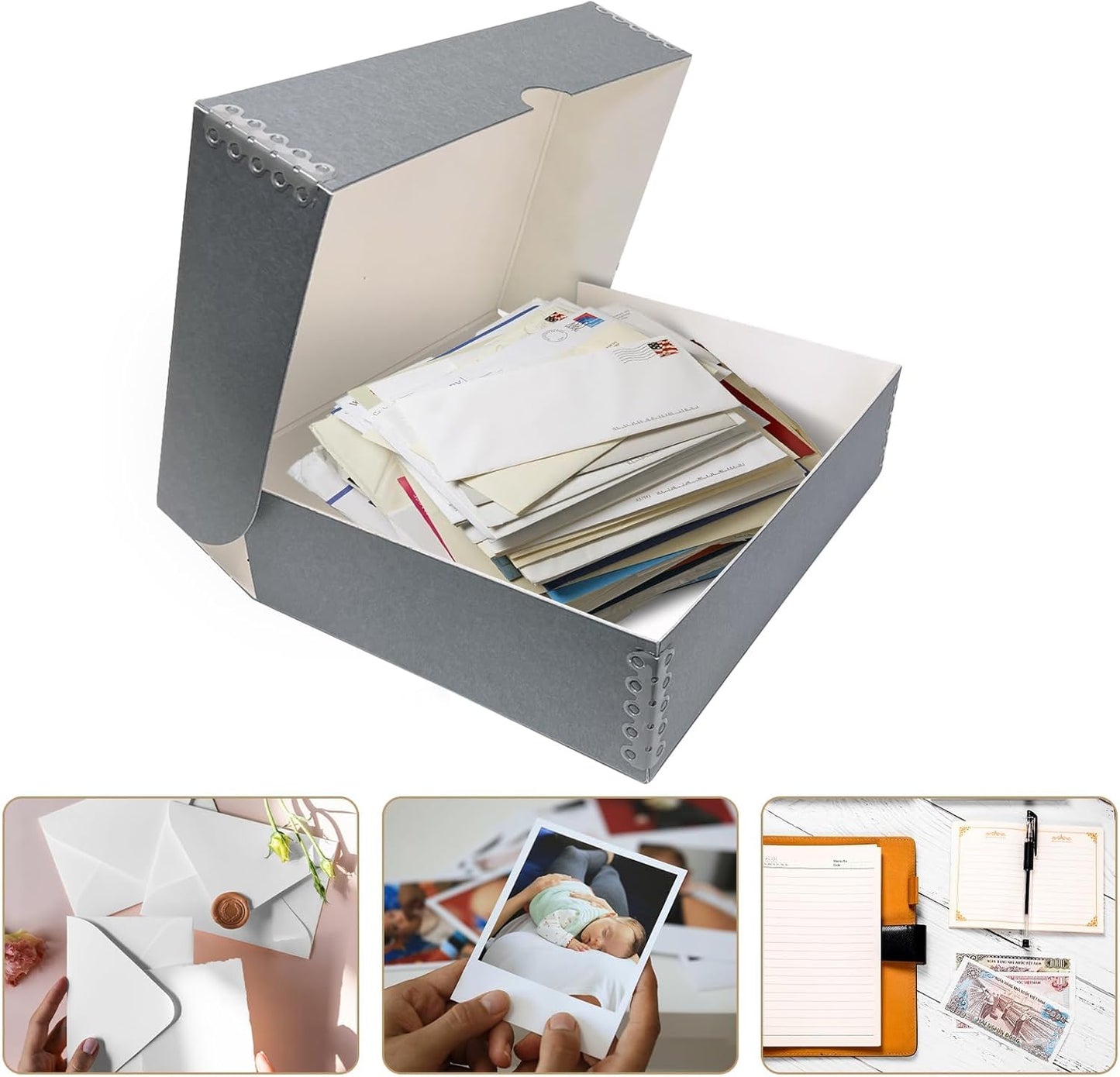 Lineco, 9x12 Clamshell Archival Folio Storage Box, 3" Deep, Acid-Free with Metal Edge Preservation Box. Preserves Picture Magazines Longevity, Organize Photos or Documents, Artwork, DIY, Pack of 2