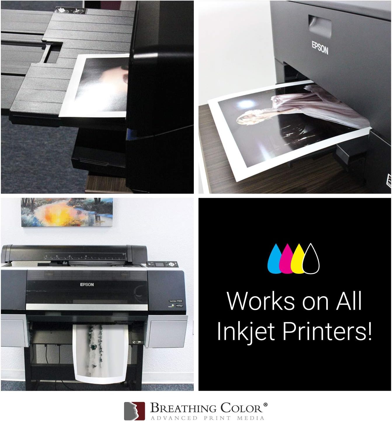 Vibrance Metallic Photo Printer Paper 10 mil 255 gsm Premium Photo Paper Roll 3in Core 44 inches x 100 feet Works with Most Inkjet Printers Including Professional Makes and Models Like Epson Canon HP