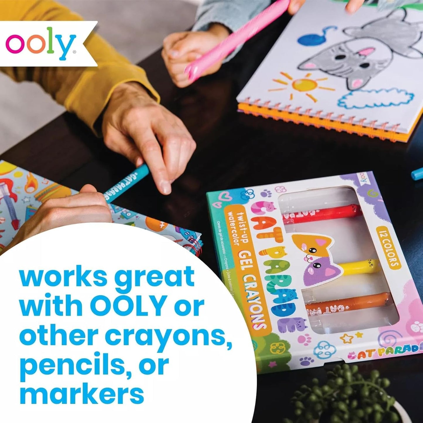 OOLY Sketch and Show Standing Sketchbook with 45 Large 10.5 x 8 Perforated Pages, 120 GSM/ 32lb, Perfect for Markers, Colored Pencils, Back to School Supplies - Pets at Play