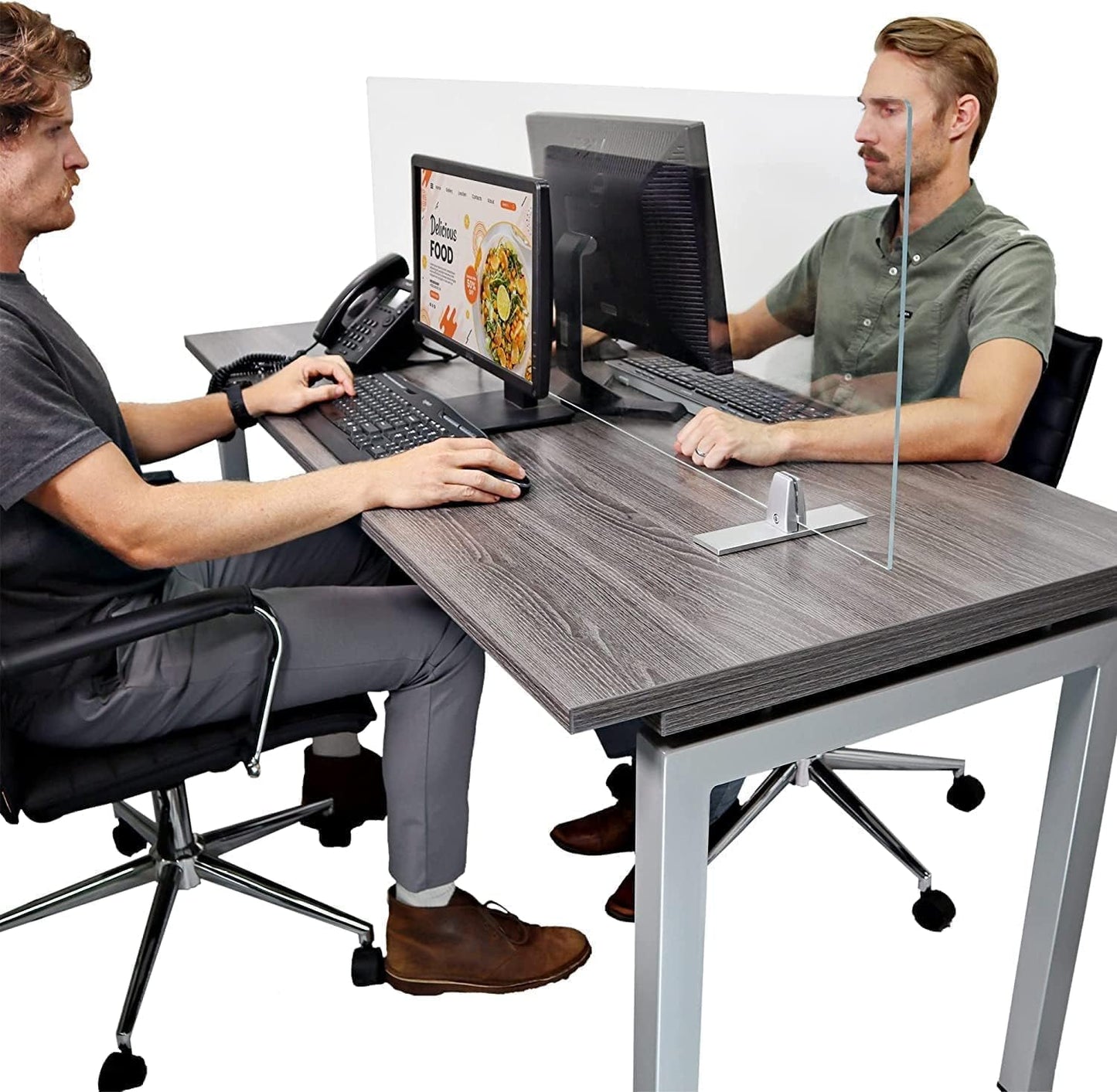 OBEX Acrylic Free Standing Screen, Divider for Desk Privacy Home & Office Partitions for Table Top Workstation, Portable Cubicle Panel for Work, 12" x 48", Clear