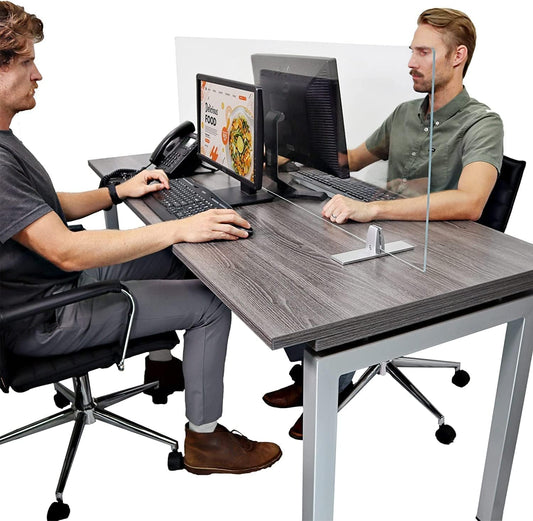 OBEX Acrylic Free Standing Screen, Divider for Desk Privacy Home & Office Partitions for Table Top Workstation, Portable Cubicle Panel for Work, 12" x 36", Clear