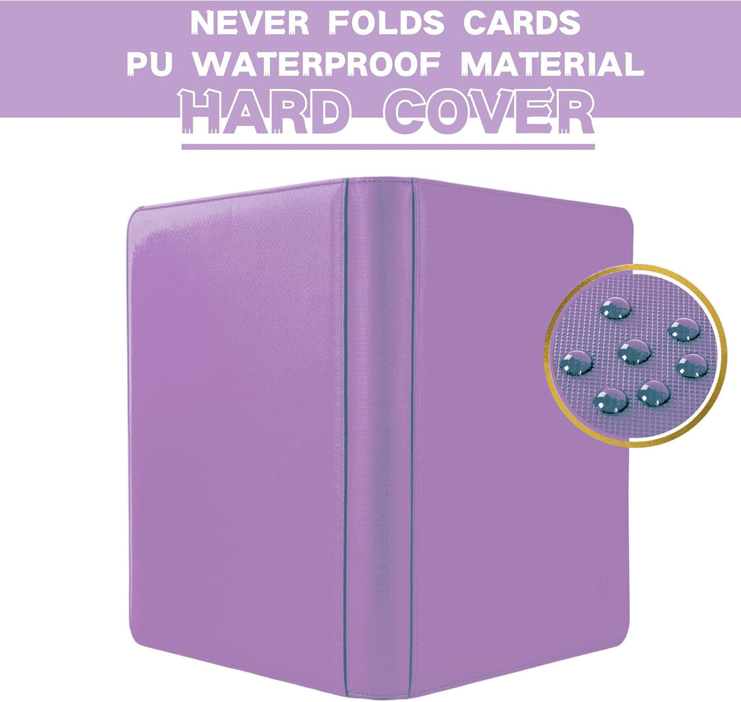 Toploader Binder, Holds 128+ Toploaders, 4 Pocket Top Loader Card Storage Case, Double-Sided Pockets for trading card in 3 x 4'' Toploaders (Light Purple)