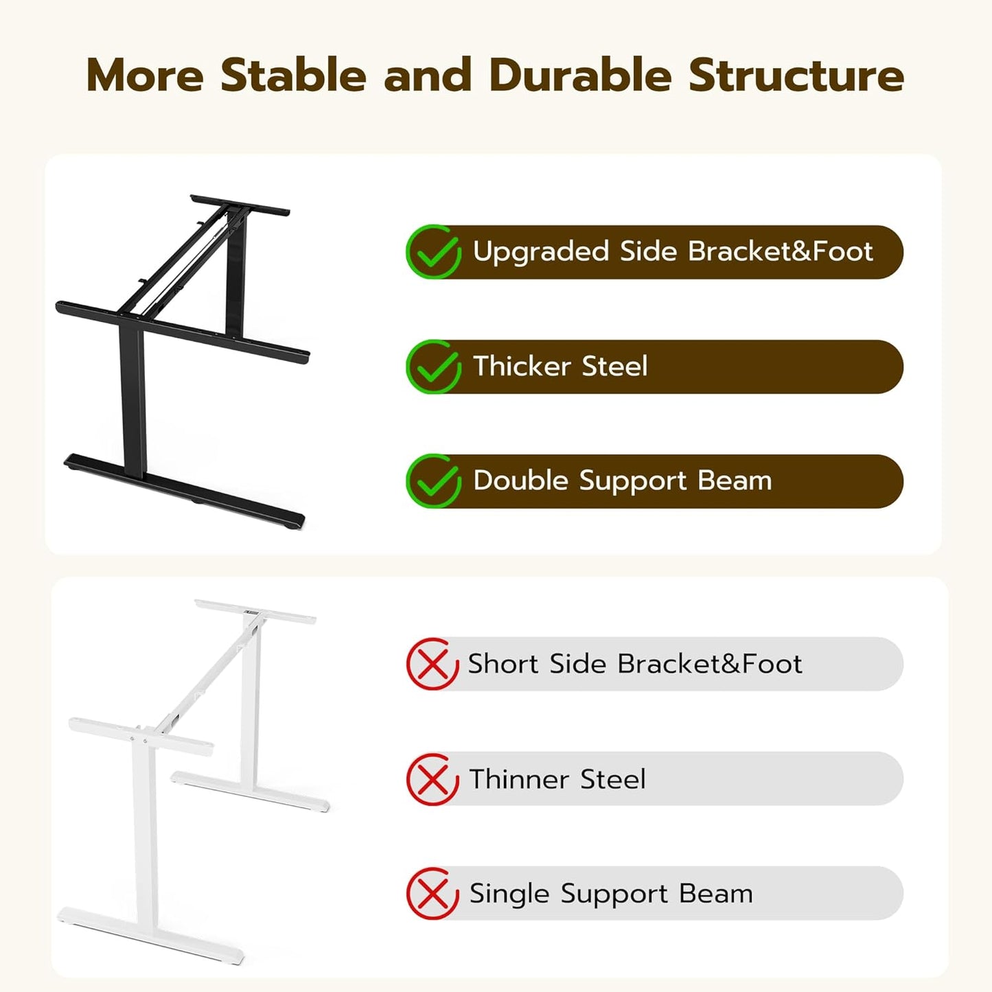 59 Inch L Shaped Standing Desk Adjustable Height, Electric Corner Standing Desk, Sit Stand Computer Table with Reversiable Splice Board, Rustic Brown