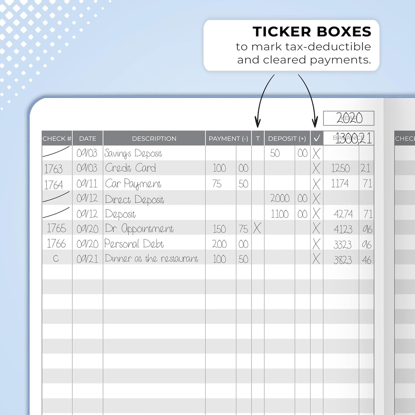 Clever Fox Check Register Book - Deluxe Transaction Register, Accounting Ledger Book, Checkbook Register & Checking Account Register Book for Personal and Work Use, A5 Hardcover - Smoke Blue