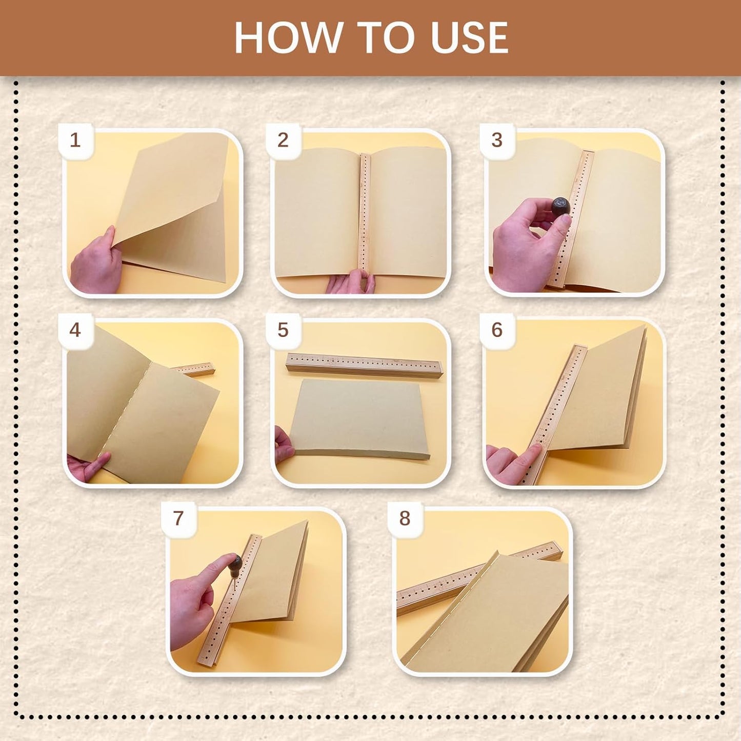 Bamboo Book Binding Cradle with 2 Awls Wood Bookbinding Punching Cradle with Piercing Guide Portable Book Binding Tools Book Binding Kits Bookbinding Supplies for Book DIY Crafts (Style C)