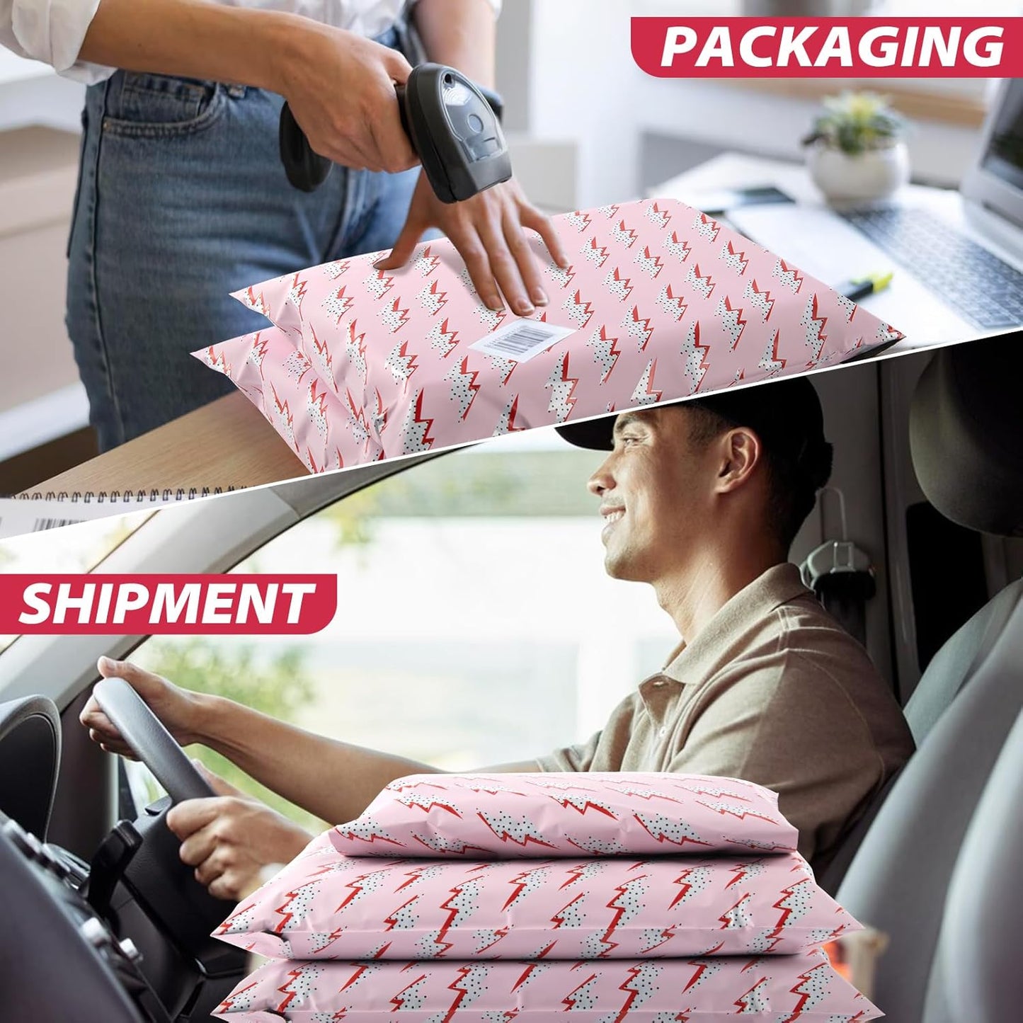 Oududianzi Poly Mailers 10x13, 50Pack Packaging Bags, Mailers Poly Bags for Shipping, Shipping Envelopes, Mailing bags, Packaging Bags for Small Business, Clothes- Lightning Bolt
