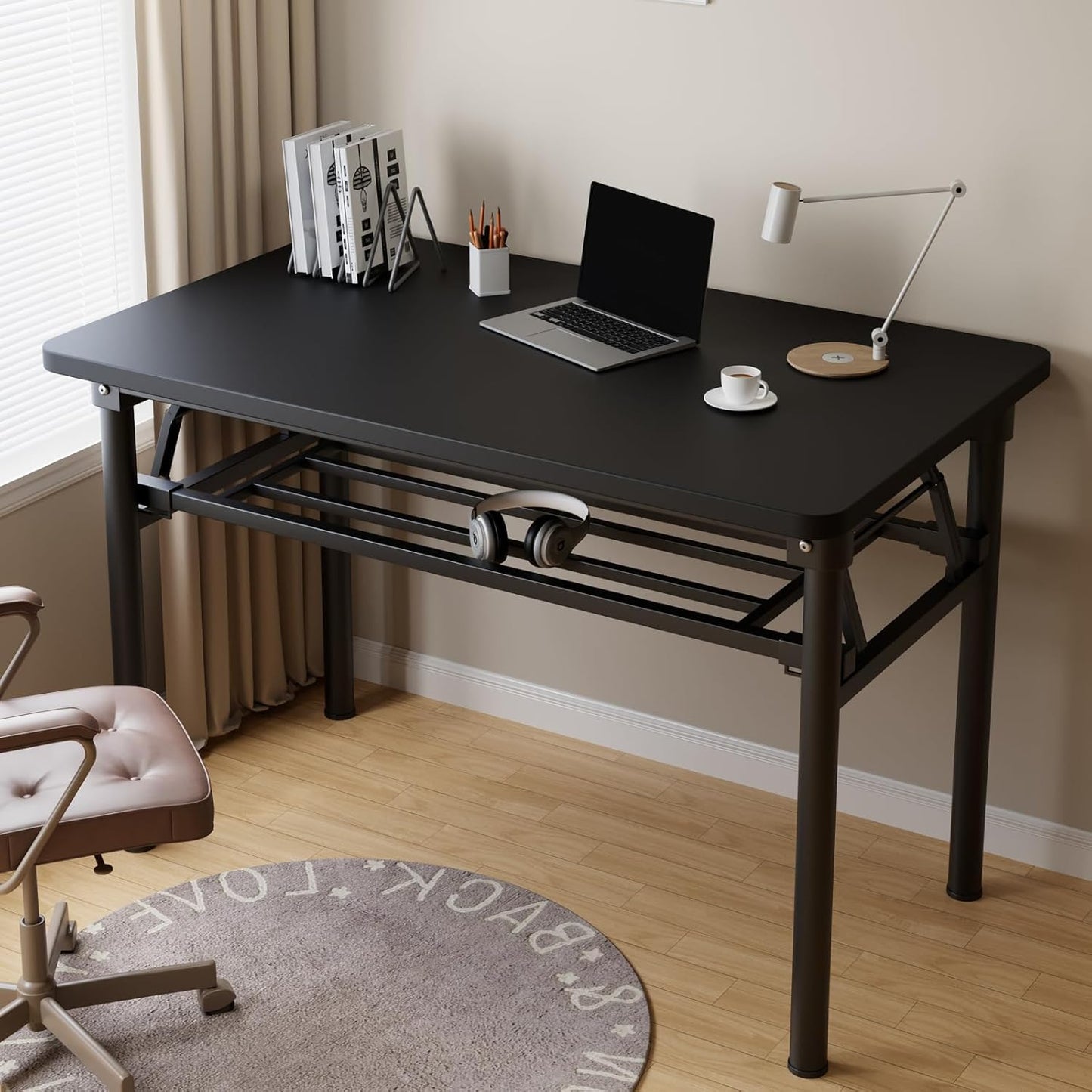 Small Folding Desk No Assembly,31.5 Inch Folding Computer Desk Small Foldable Table for Home Office.