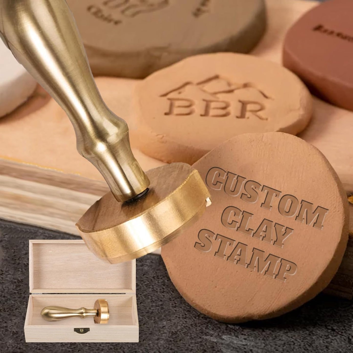 Custom Pottery Stamps for Clay Personalized Pottery Tool Kit Stamp with Own Design Signature Letters Gift for Potters DIY Lovers-2.5"