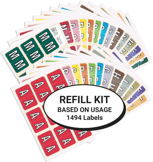 Alphabet Labels for File Folders, A to Z Plus Mc Refill Kit, Doctor Stuff, 1494 Labels, Barkley/Sycom FABKM - BRAM Series Compatible Alpha Stickers, Medical Chart Color Code Labels