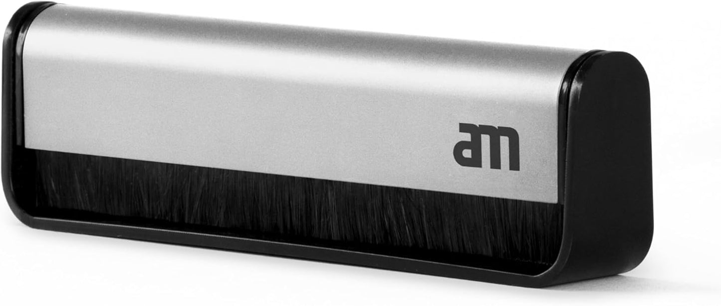 am Vinyl Record Cleaner Brush – Ultra-Fine Carbon Fiber Anti-Static Brush for Vinyl Records – Must-Have Record Player Accessory for Removing Dust, Reducing Friction & Preserving LP Sound, Silver