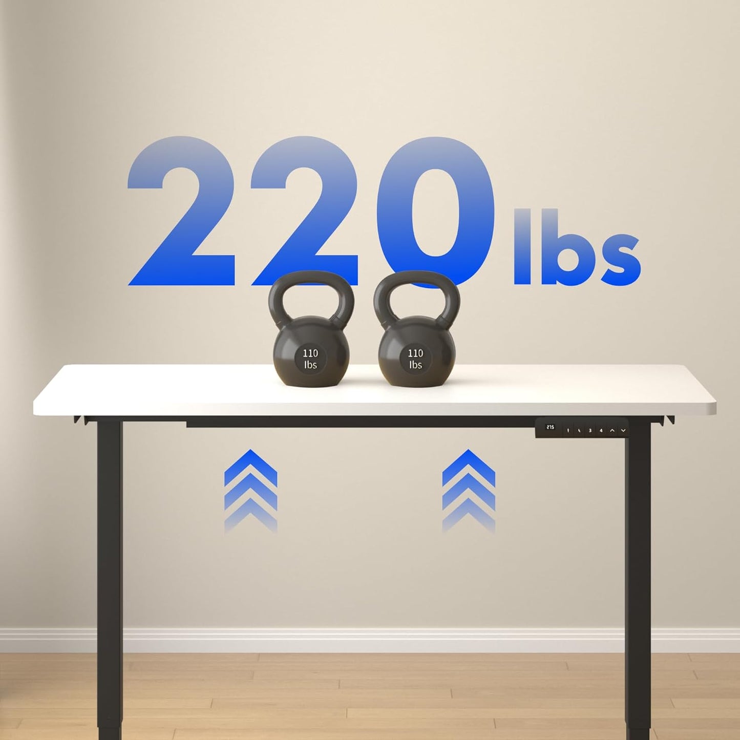 FLEXISPOT E3 Dual Motor Electric Standing Desk 48x24 Inch Whole-Piece Board Height Adjustable Electric Sit Stand Desk (Black Frame + White Desktop, 2 Packages)
