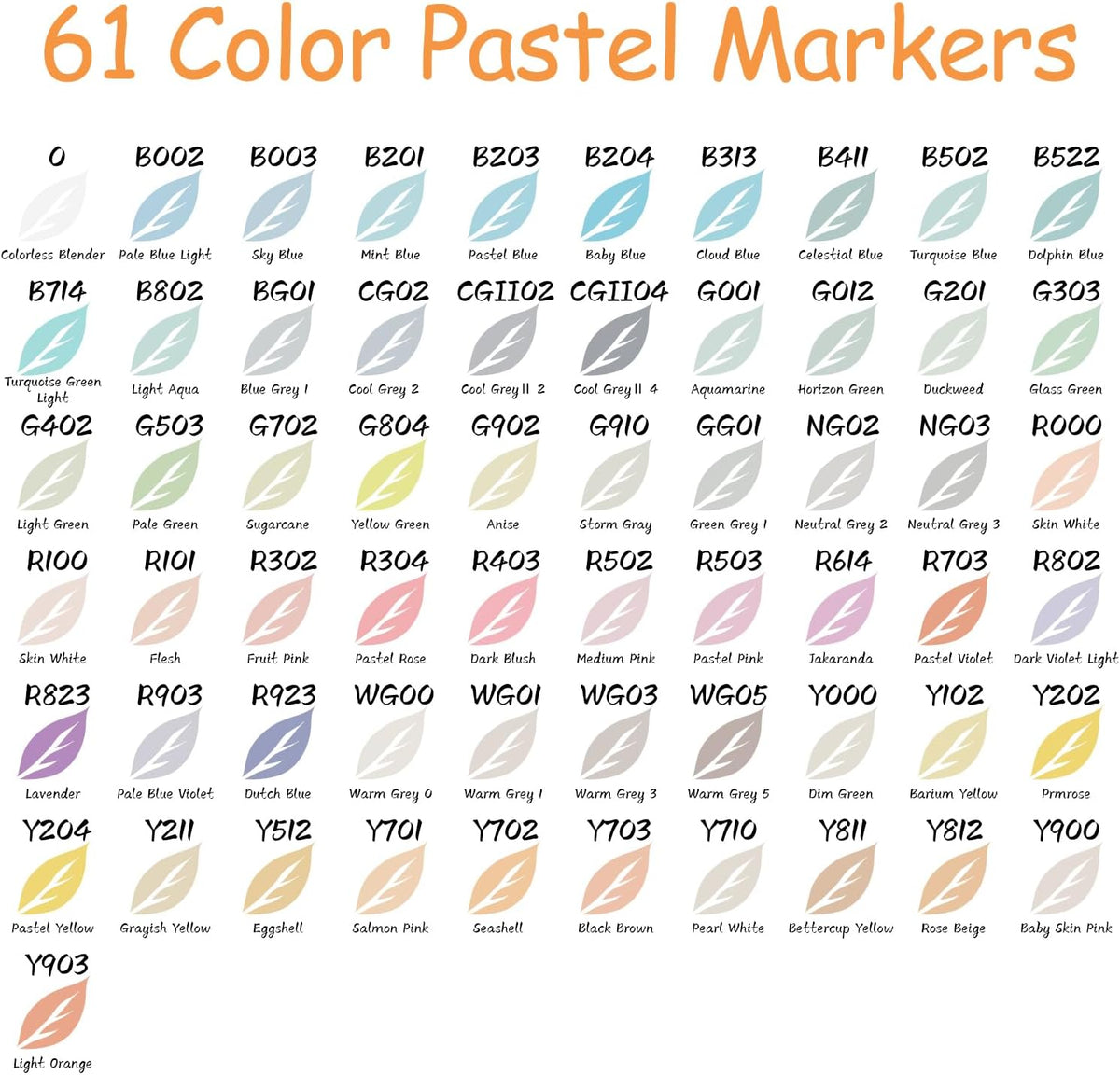 Caliart Pastel Markers, 61 Colors Dual Tip Art Markers Sketch Pens Permanent Alcohol Based, with Case for Adult Artist Halloween Drawing Sketching
