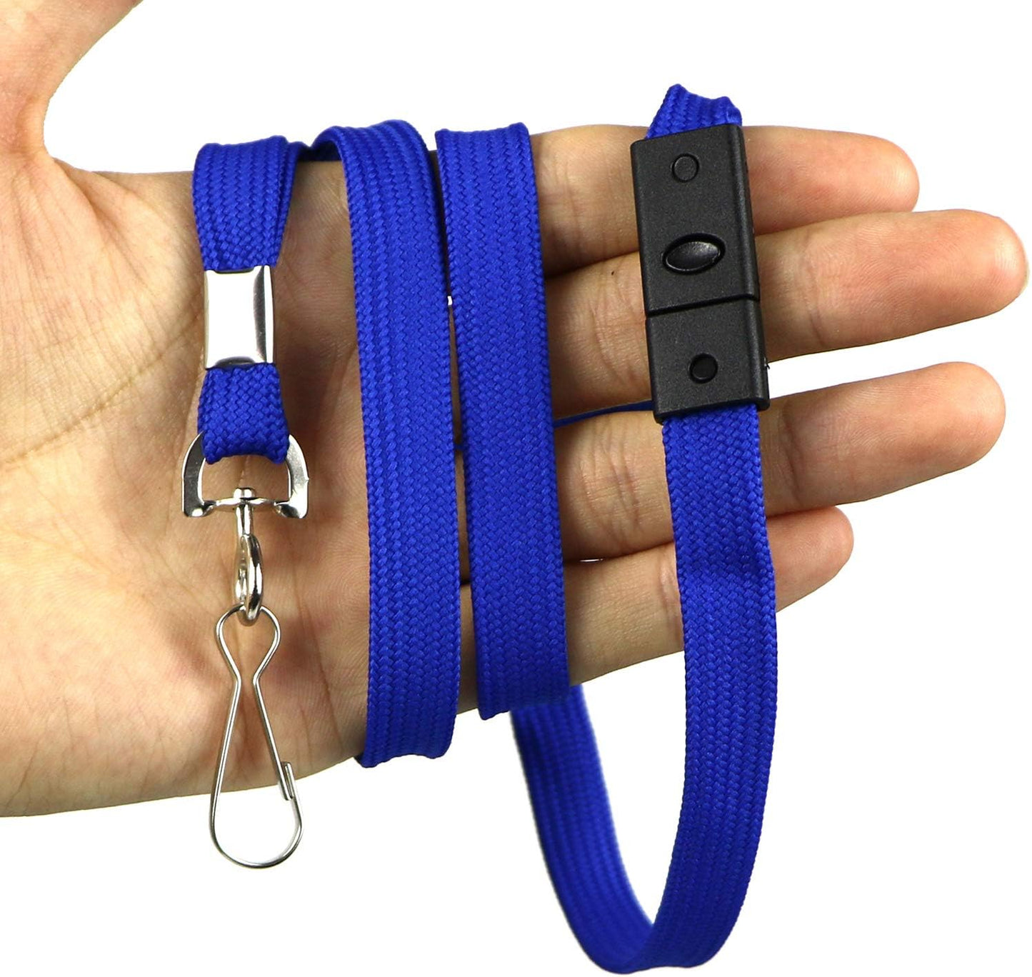 Safety Breakaway Lanyard with J-Hook Flat Lanyards for ID Badges Cruise Lanyard Bulk Preimum Lanyards for Women/Men Business Card NameTag Holder Lanyards Employee Students (Blue, Breakaway 50 Pack)