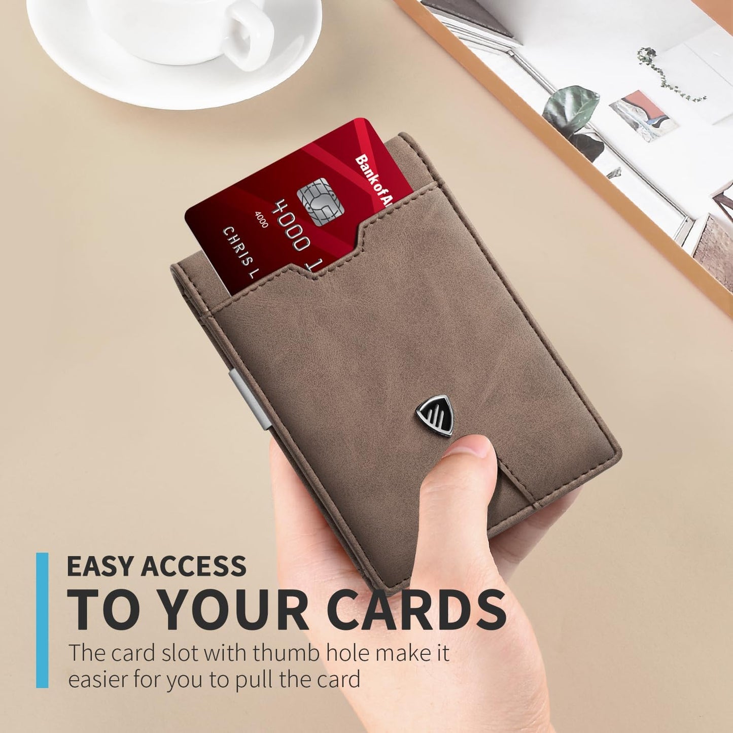 RUNBOX Mens Slim Wallet with Money Clip RFID Blocking Bifold Credit Card Holder for Men with Gift Box
