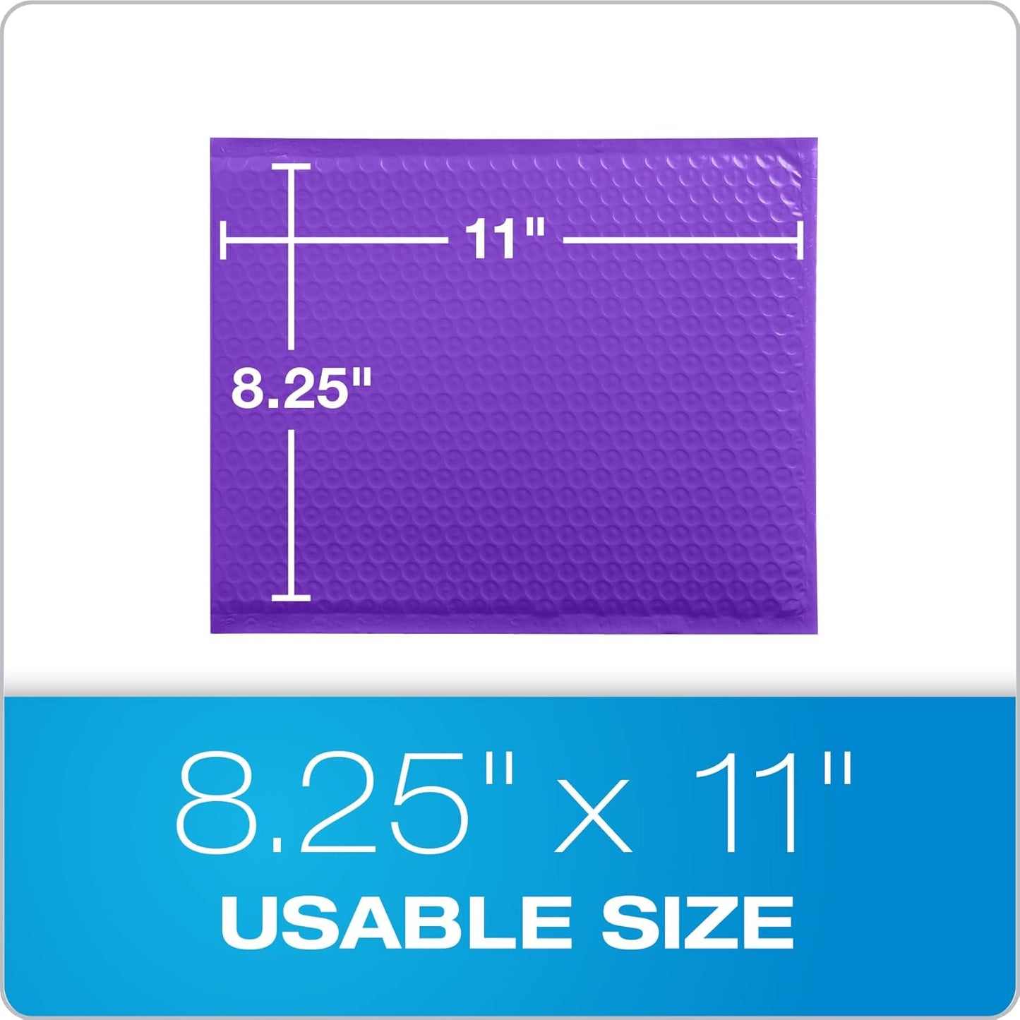 Quality Park Bubble Mailers, 8.25" x 11", Purple Poly Mailers, Padded Envelopes, Shipping Bags, Water Resistant, Self Seal, 25 Per Box (QUA85905)