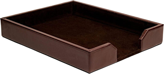Dacasso Bonded Leather Desktop Letter Tray - Luxury Letter Holder & Paper Organizer for Desk - Office Organization & Executive Desk Decor - (Dark Brown)