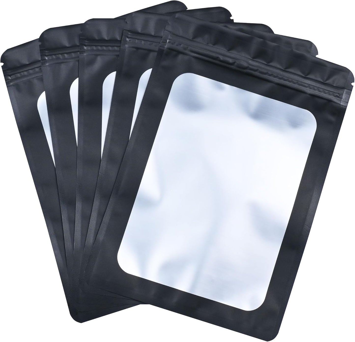 Resealable Mylar Pouch Pen Bags Great for Office Home Party Favor Food Storage Cookies Sample Jewelry Snack (100PCS, Black Color, 5.5 x 8 inch)