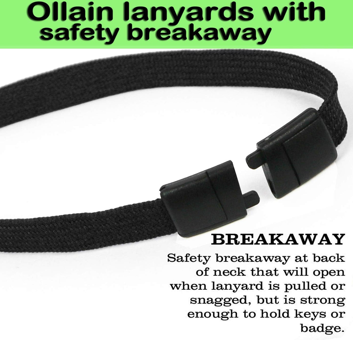 Safety Breakaway Lanyard with J-Hook Flat Lanyards for ID Badges Cruise Lanyard Bulk Preimum Lanyards for Women/Men Business Card NameTag Holder Lanyards Employee Students (Black, Breakaway 100 Pack)