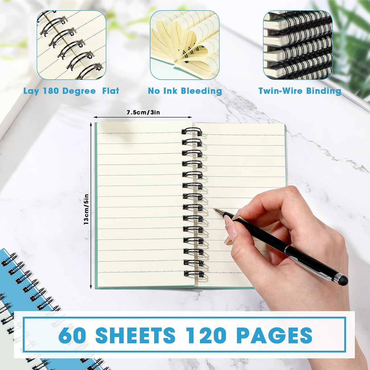 Jutom 5 Pcs Small Spiral Notebooks Memo Pads 3x5 Bulk Small Pocket Notebooks Mini Notepads with Lined Pages Small Journals for Office School Work Writing Supplies,120 Pages (Morandi Color)